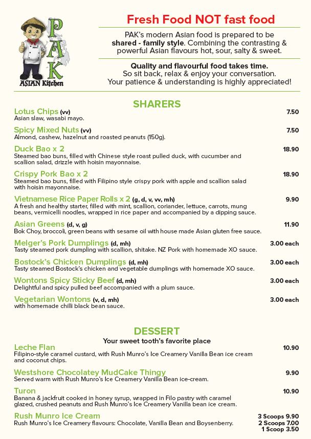 PAK Asian Kitchen Photo Menu 1