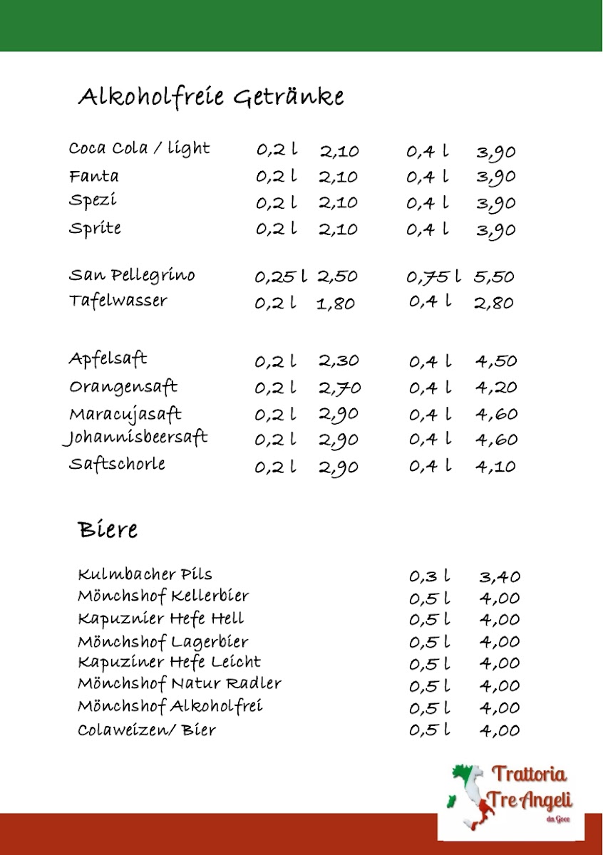 Trattoria Tre Angeli Photo Menu 1