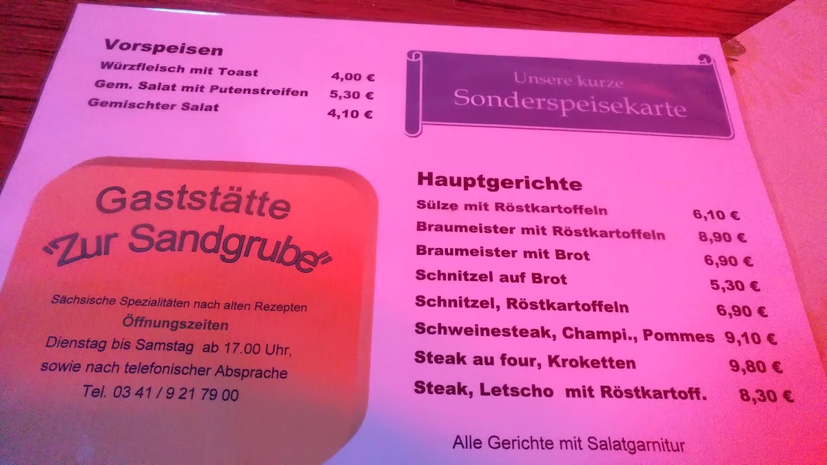 Gaststätte Zur Sandgrube Inh. Ute Rothe Photo Menu 2