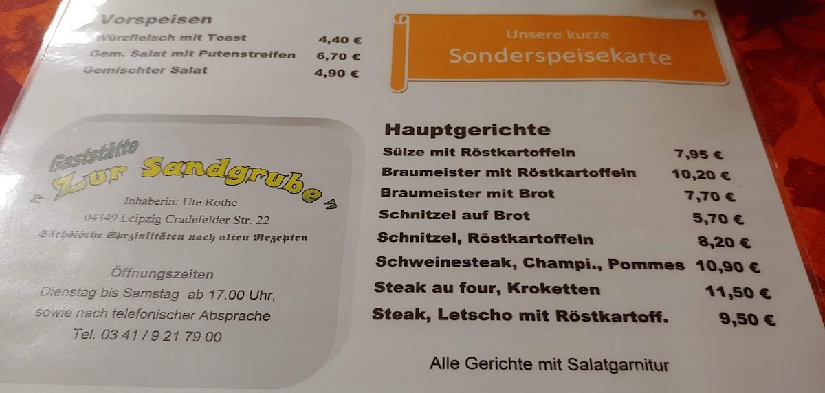 Gaststätte Zur Sandgrube Inh. Ute Rothe Photo Menu 4