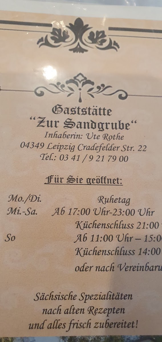 Gaststätte Zur Sandgrube Inh. Ute Rothe Photo Menu 6