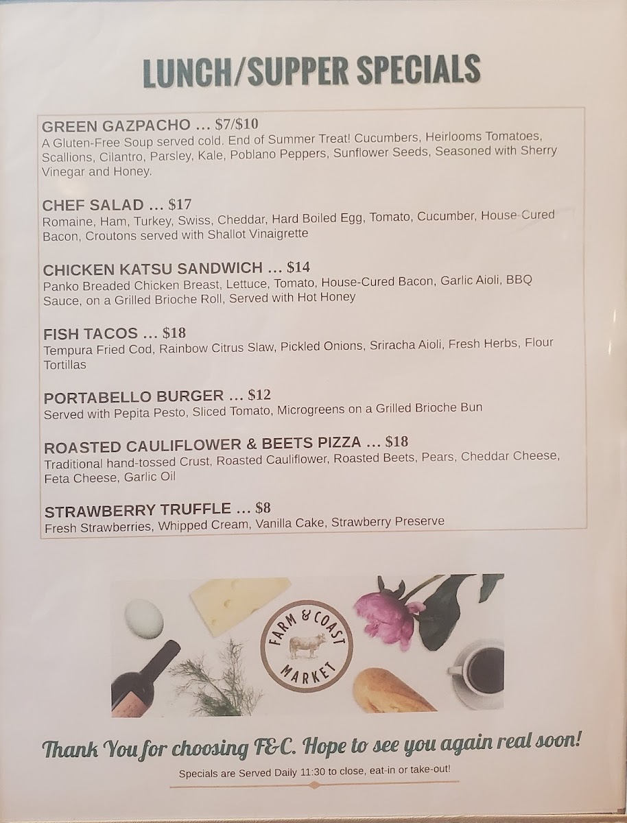 Farm & Coast Restaurant Photo Menu 9