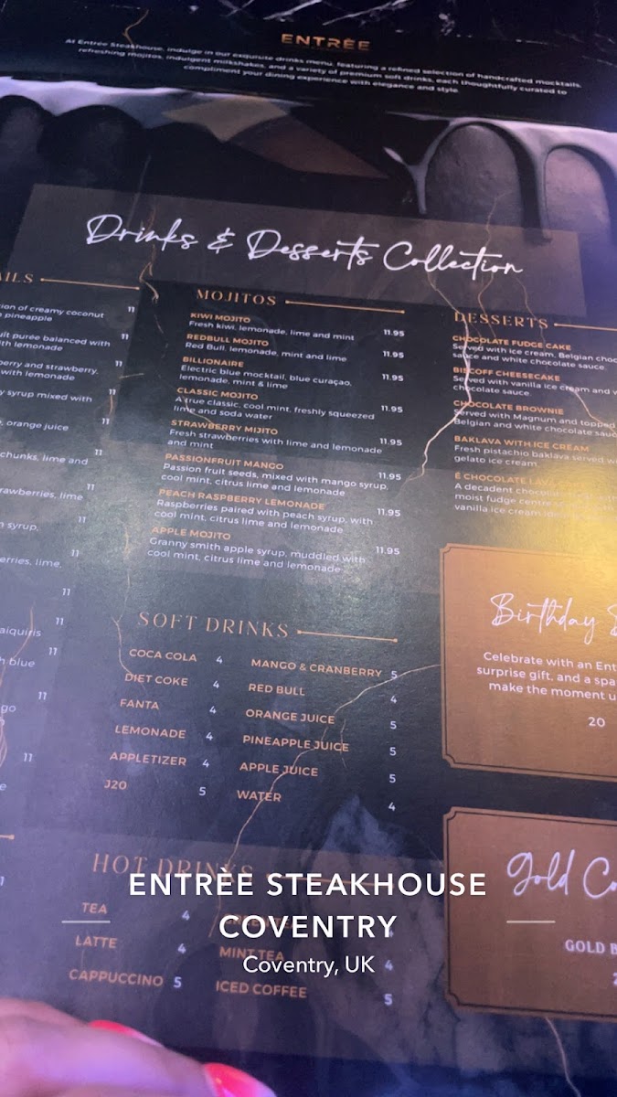 ENTRÉE STEAKHOUSE COVENTRY Photo Menu 3