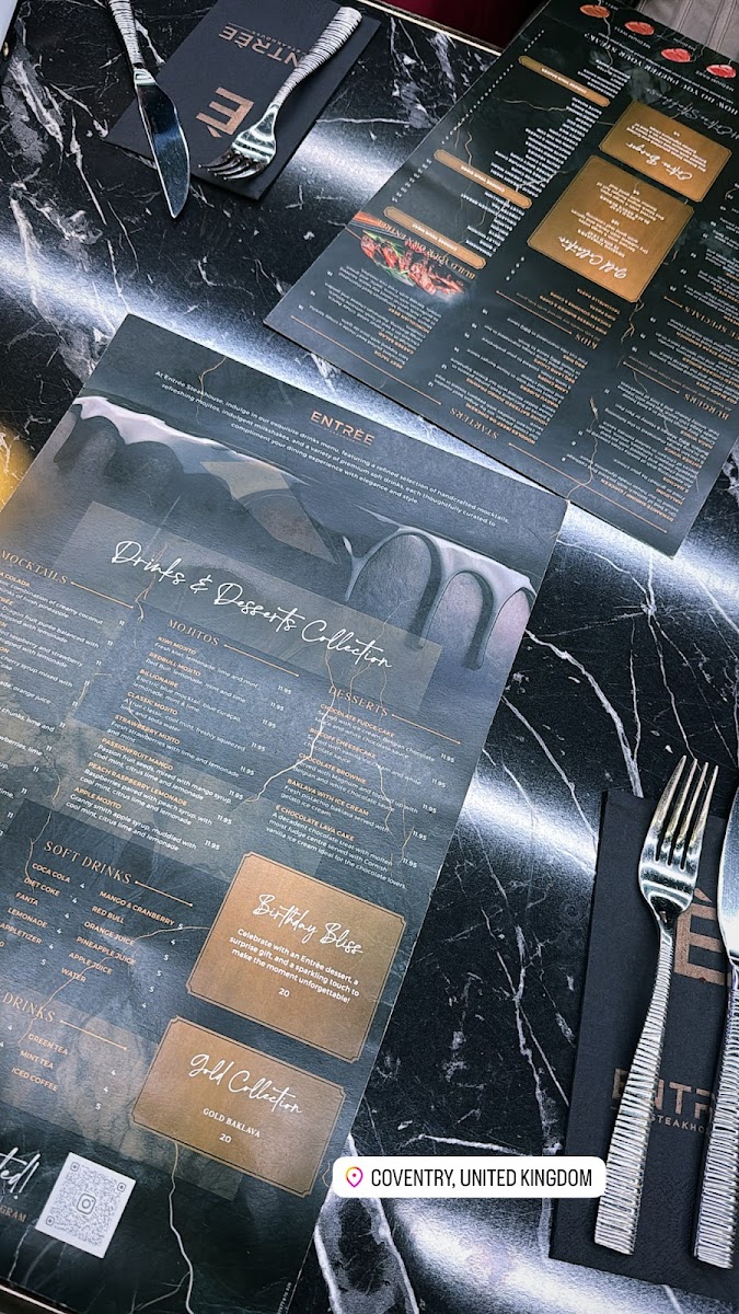 ENTRÉE STEAKHOUSE COVENTRY Photo Menu 6