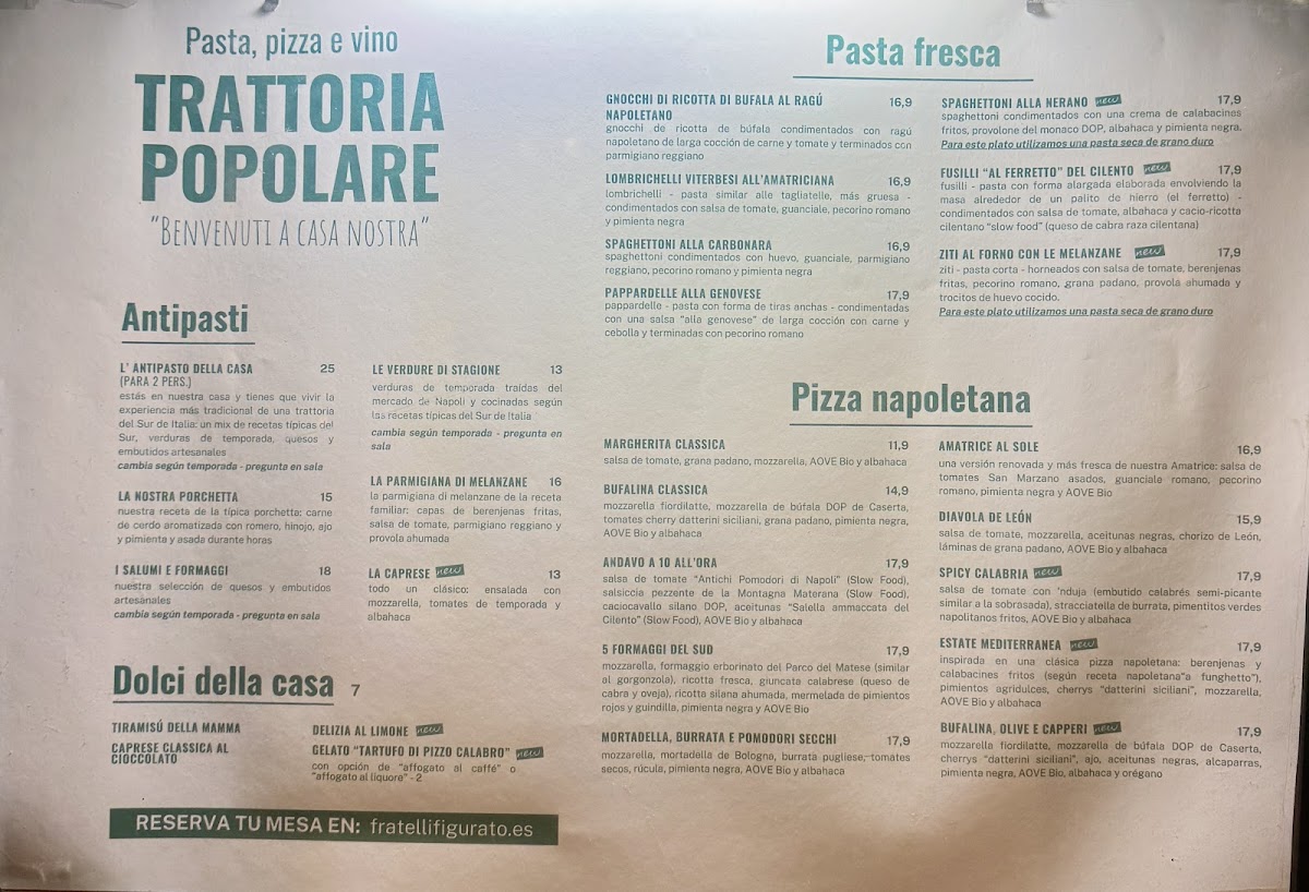 Trattoria Popolare Fratelli Figurato Photo Menu 1