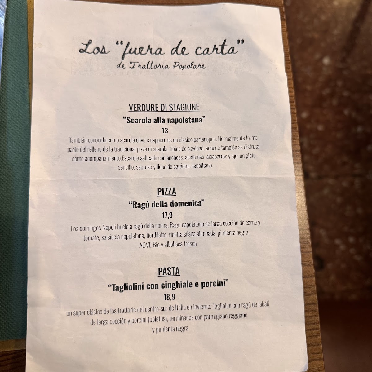 Trattoria Popolare Fratelli Figurato Photo Menu 2
