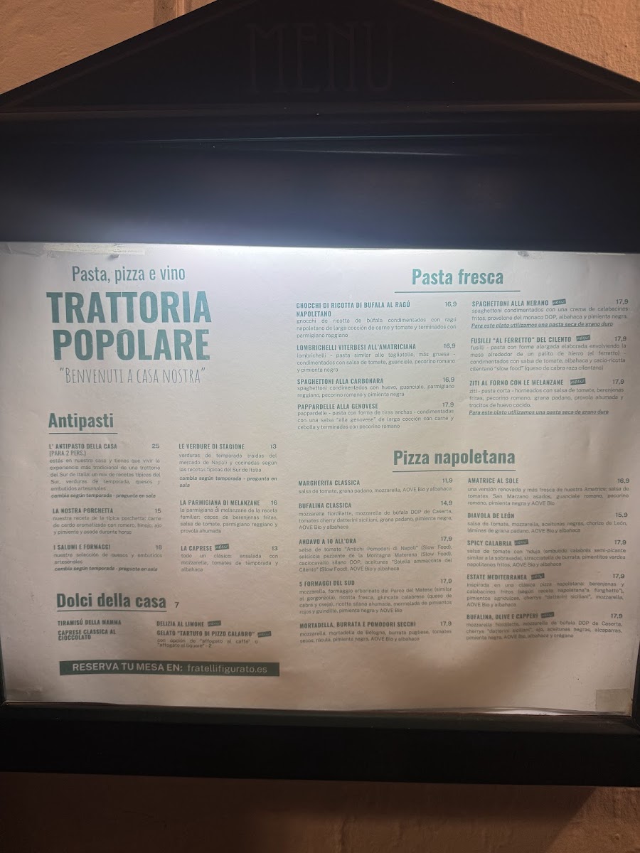 Trattoria Popolare Fratelli Figurato Photo Menu 5
