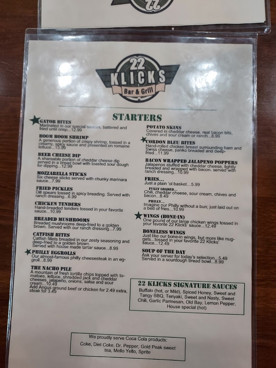 22 Klicks Bar and Grill Photo Menu 2