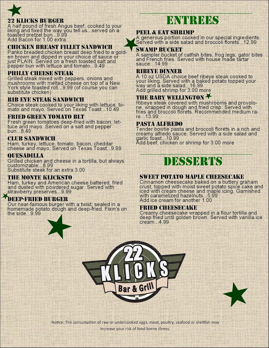 22 Klicks Bar and Grill Photo Menu 9