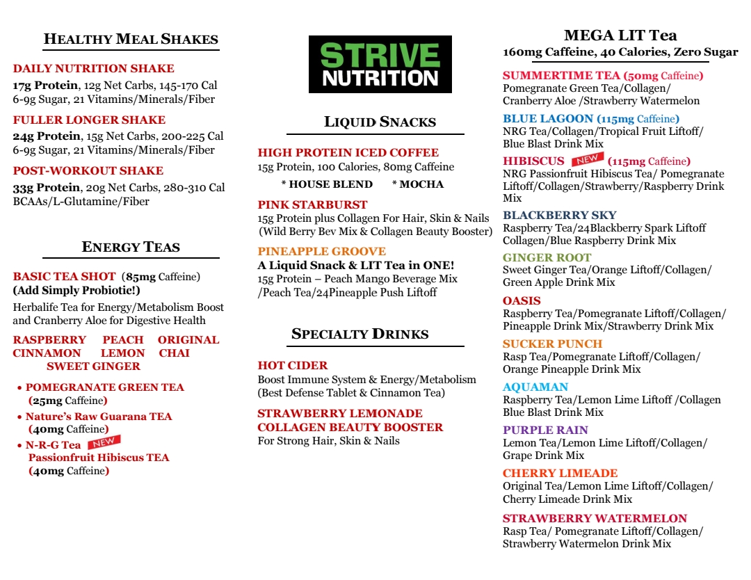 Strive Nutrition Photo Menu 1