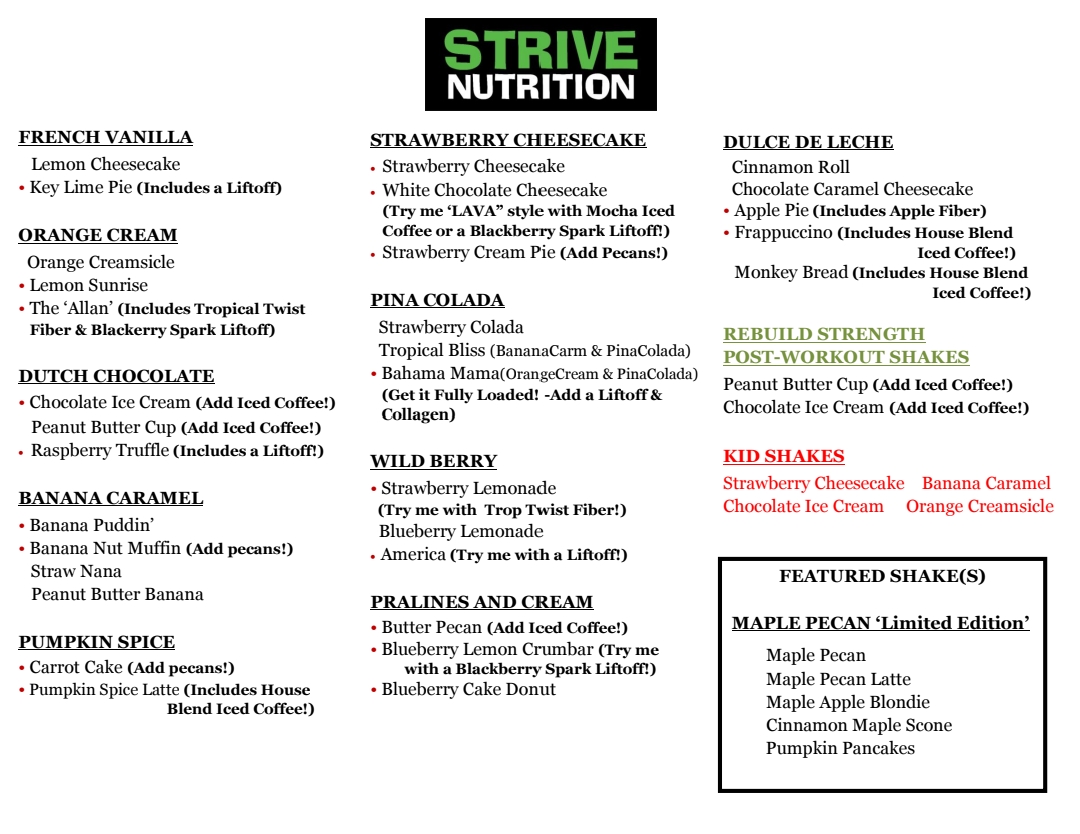 Strive Nutrition Photo Menu 2