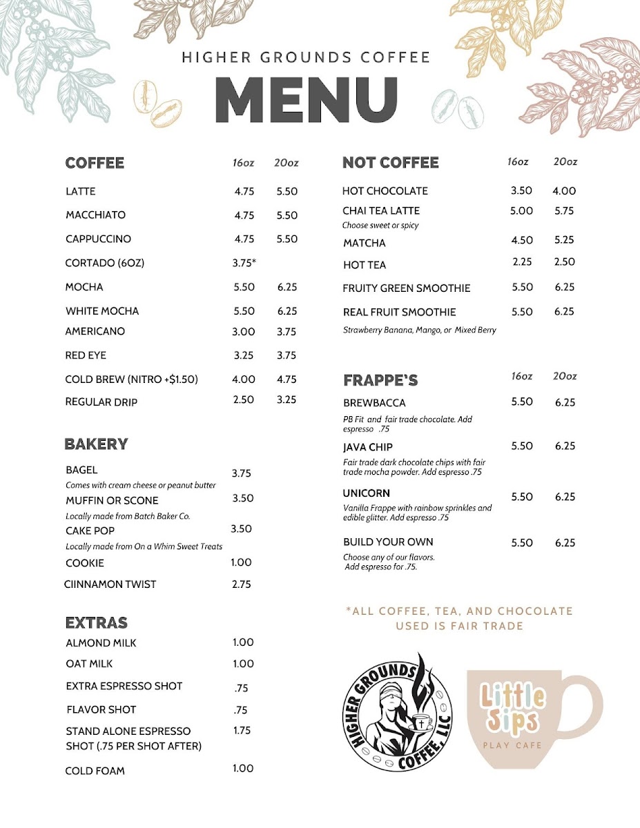Little Sips Play Cafe Photo Menu 1