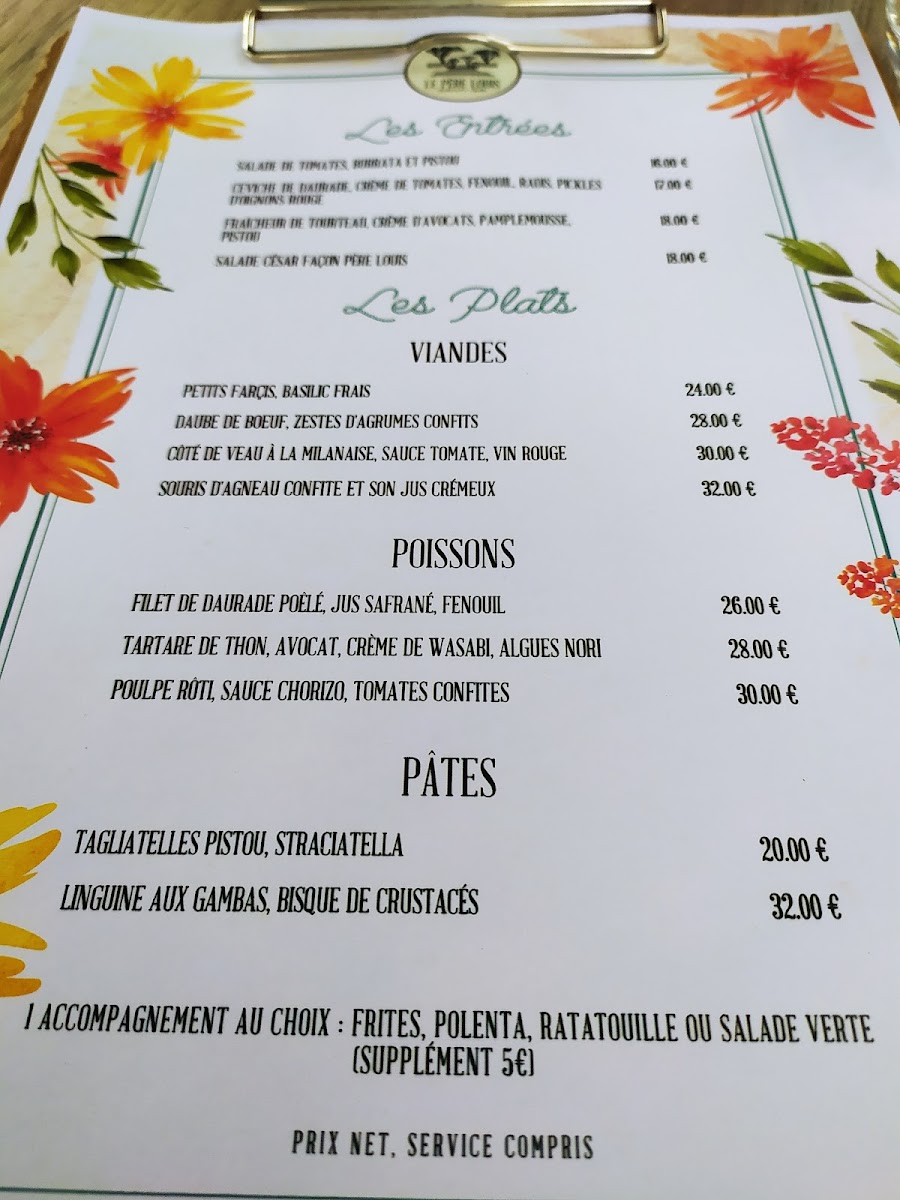 Le Père Louis Photo Menu 2