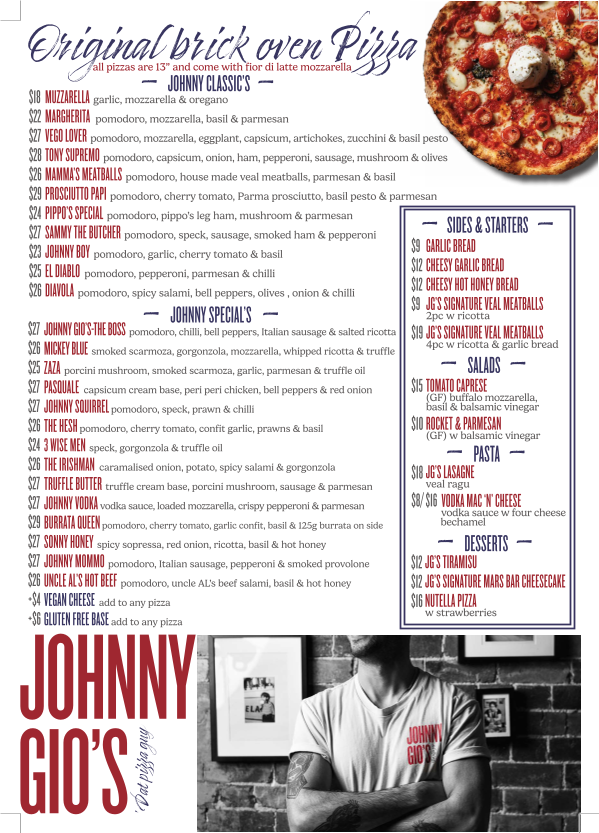 Johnny Gio's Pizza Kirrawee Photo Menu 1