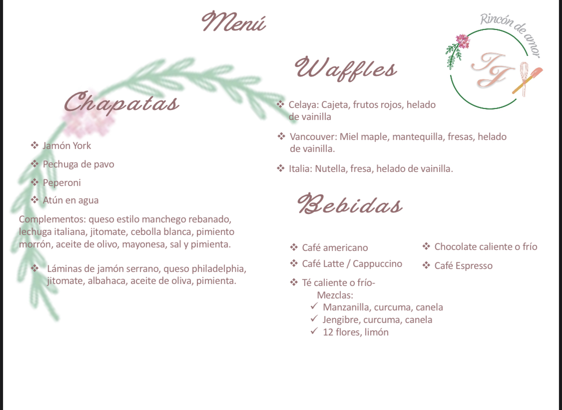 Rincón de amor Photo Menu 2