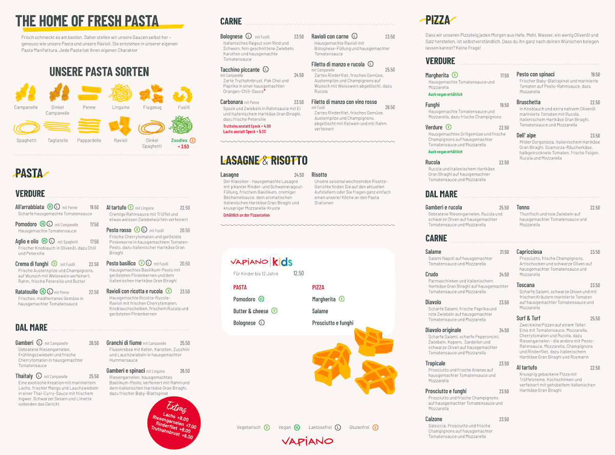 Vapiano Bellevue Photo Menu 2