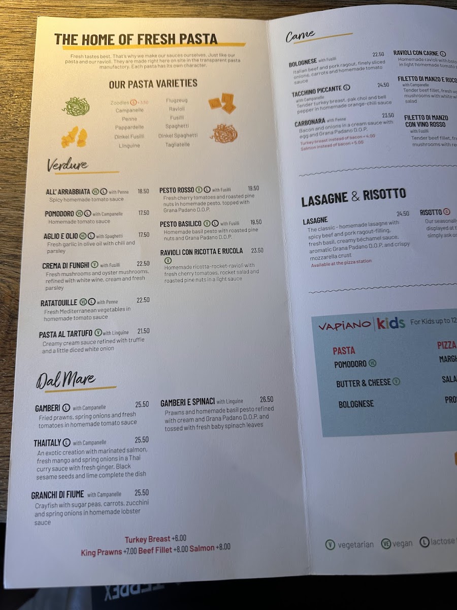 Vapiano Bellevue Photo Menu 9