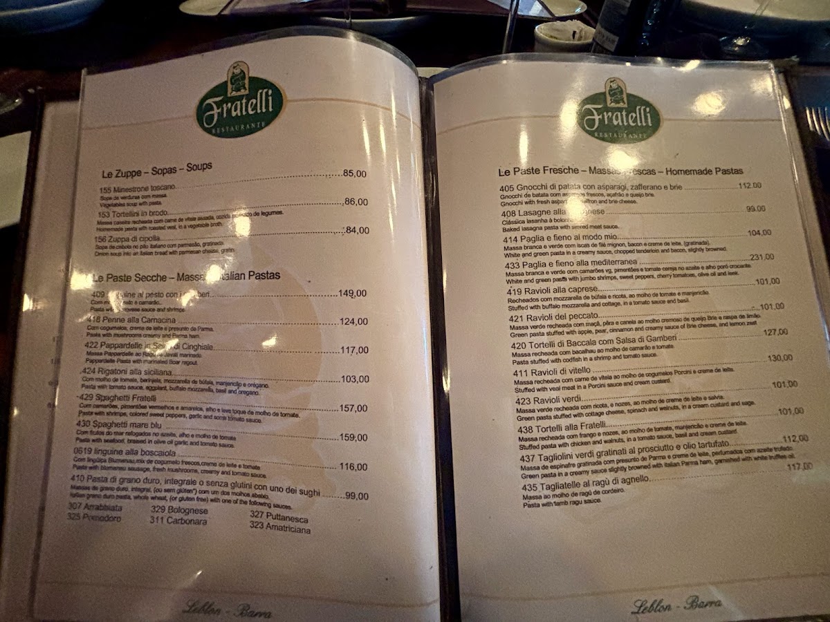 Fratelli Photo Menu 1