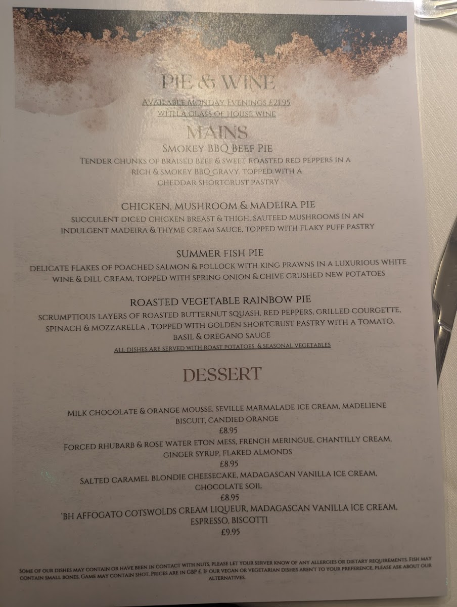 The Black Horse Restaurant Photo Menu 2