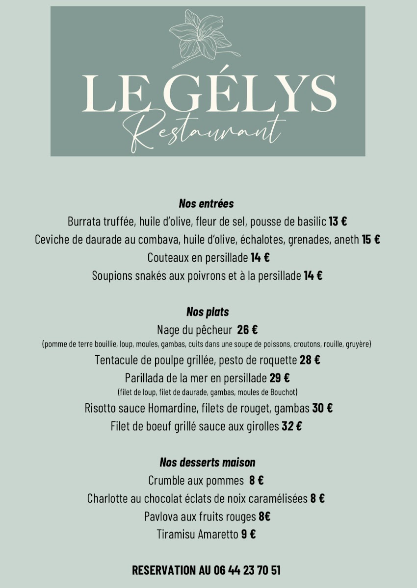 Le Gélys Photo Menu 1