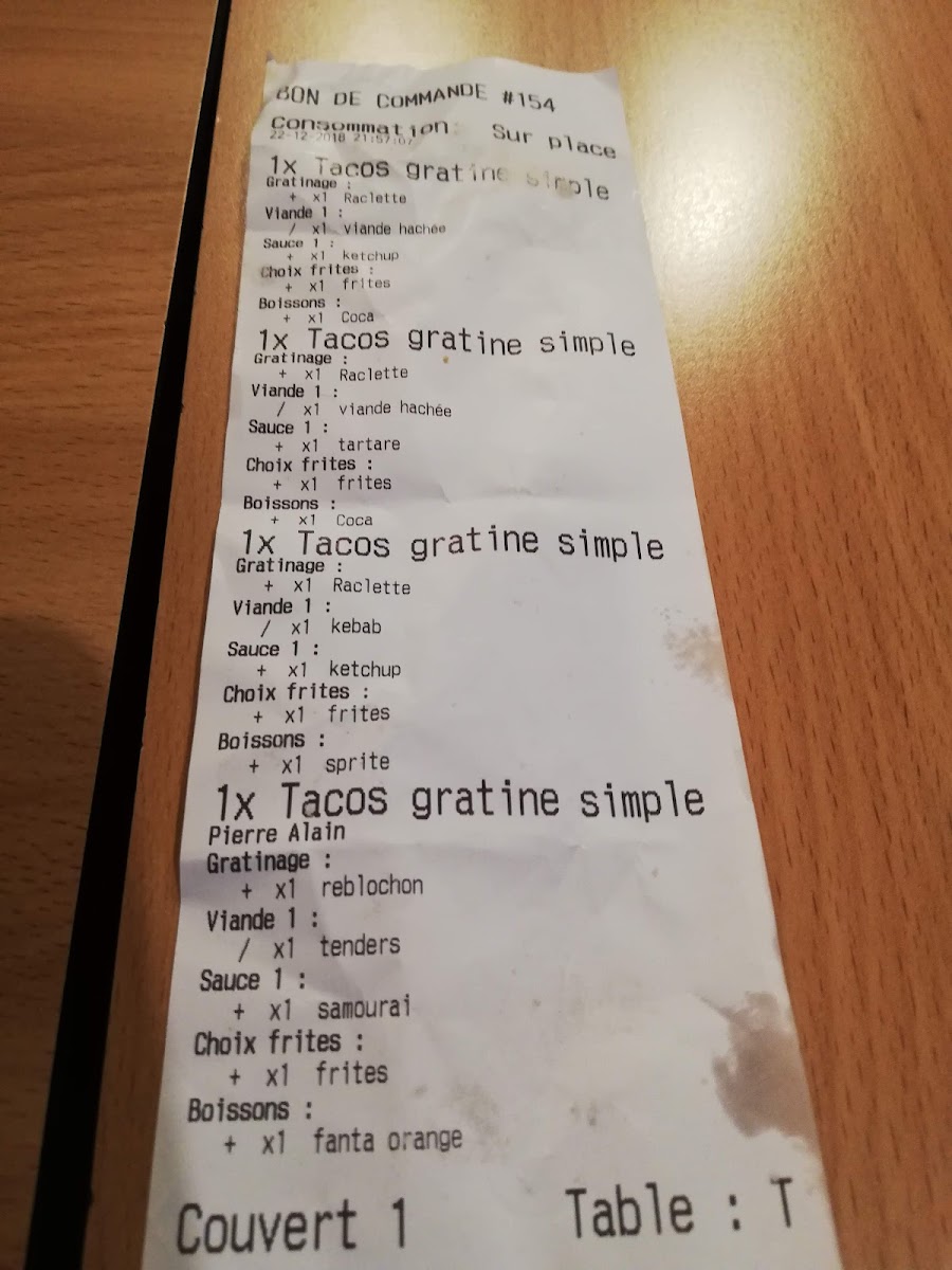Chamas Tacos® Valence - Champs de Mars Photo Menu 2