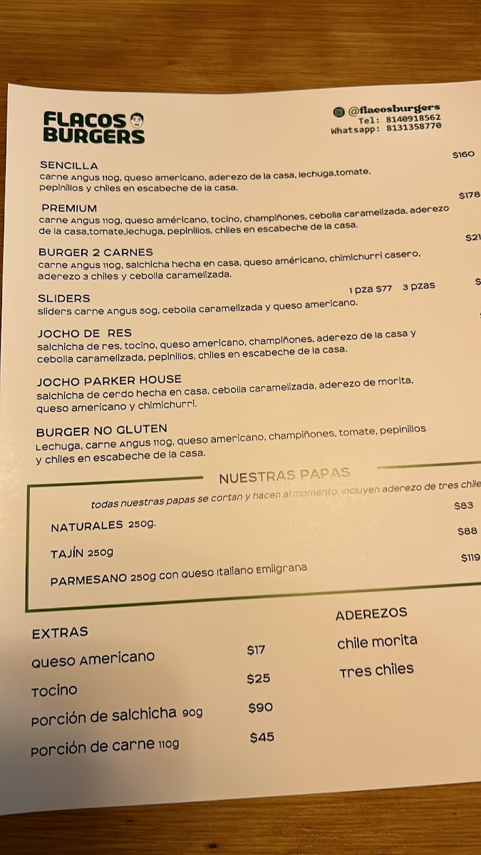 Flacos Burgers Photo Menu 1