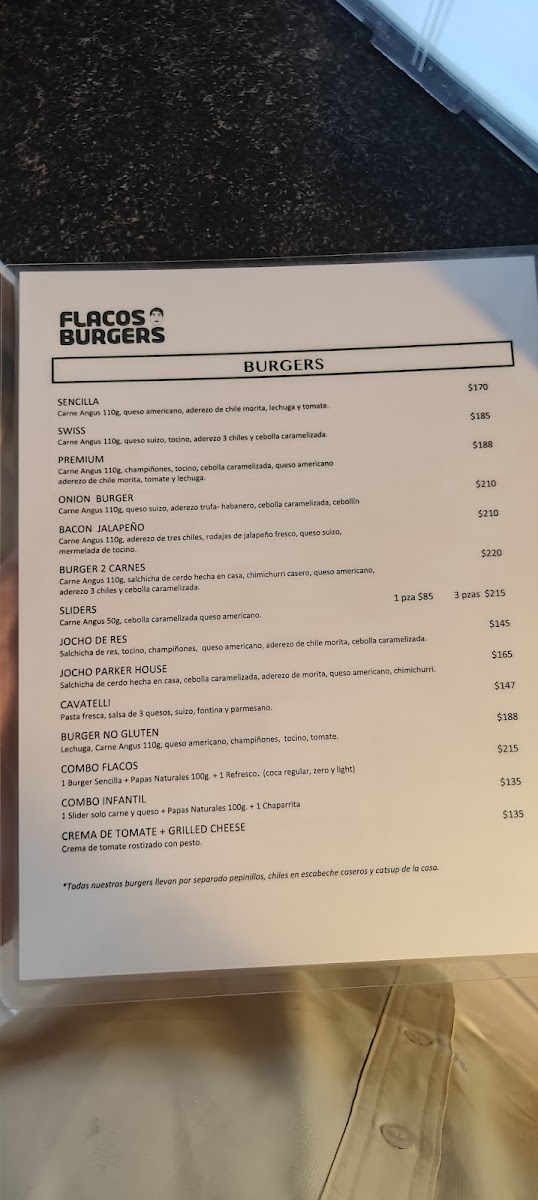 Flacos Burgers Photo Menu 2