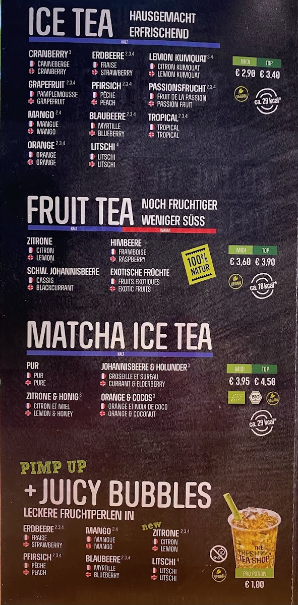 The Fresh Tea Shop Photo Menu 3