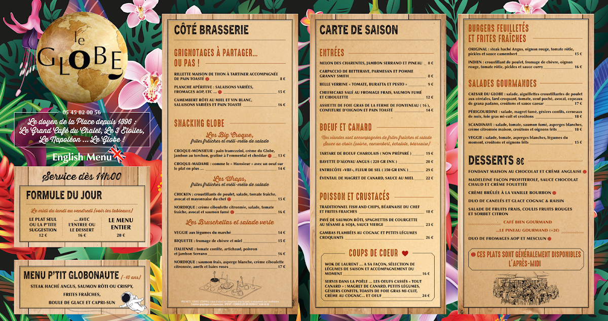 Le Globe Photo Menu 1