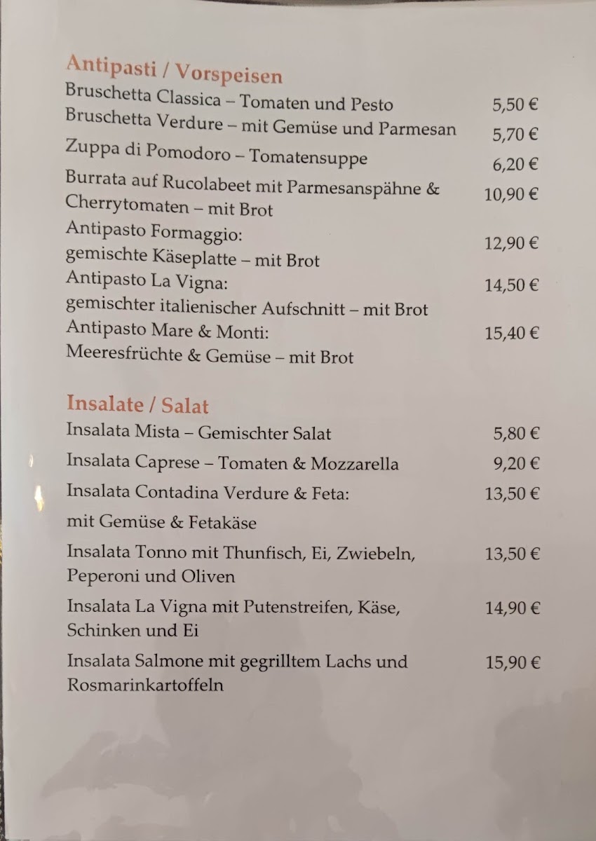Osteria la Vigna Photo Menu 1