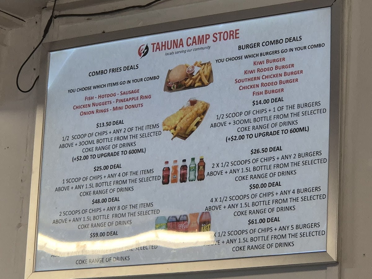 Tahuna Camp Store Photo Menu 2