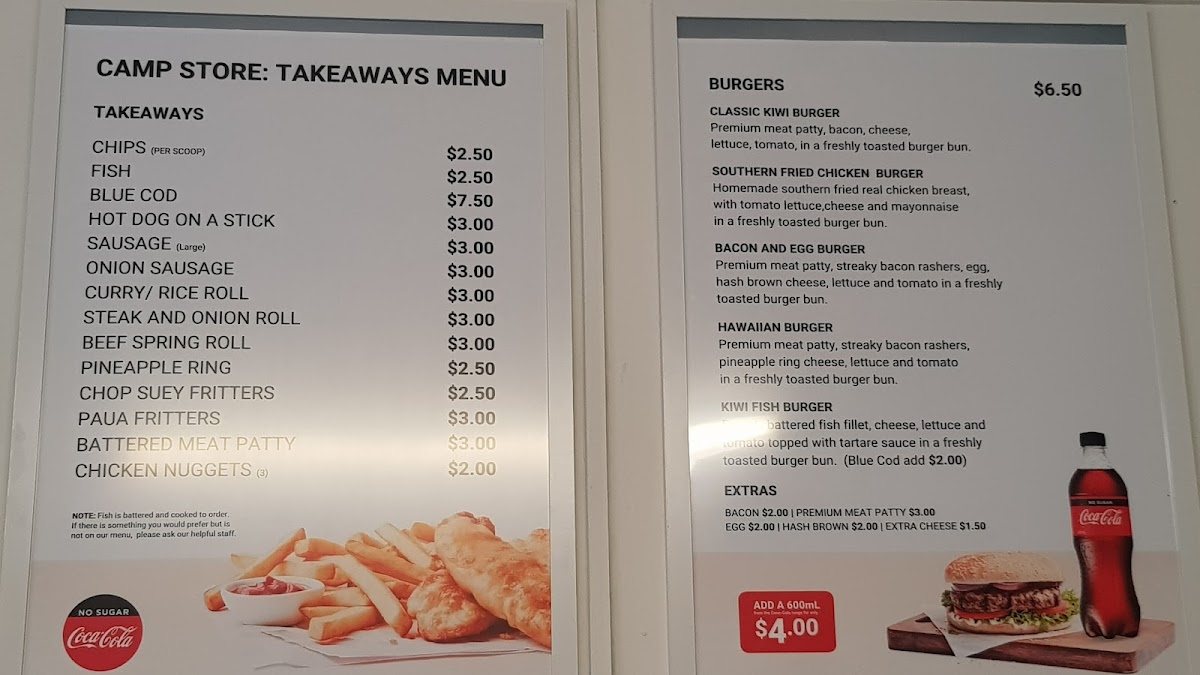 Tahuna Camp Store Photo Menu 8