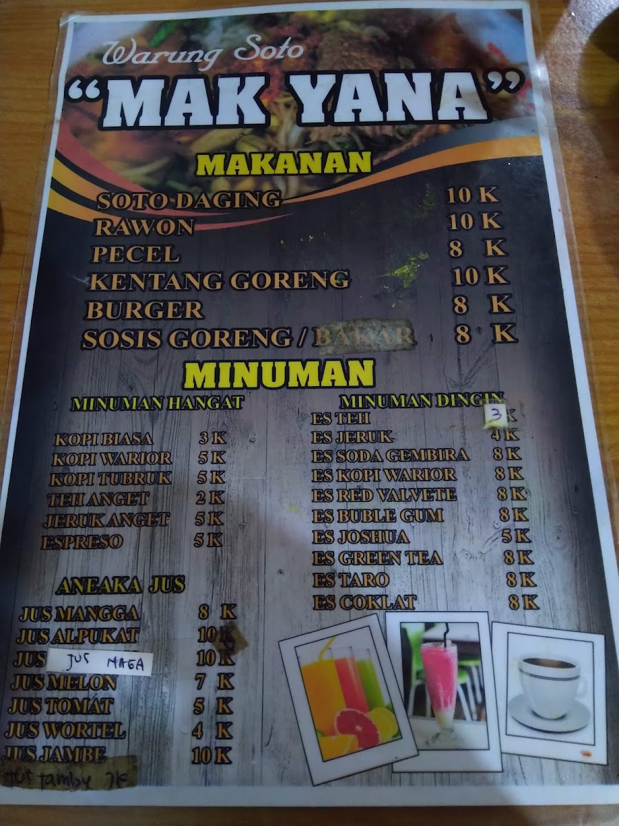 Warung Soto Mak Yana Photo Menu 2