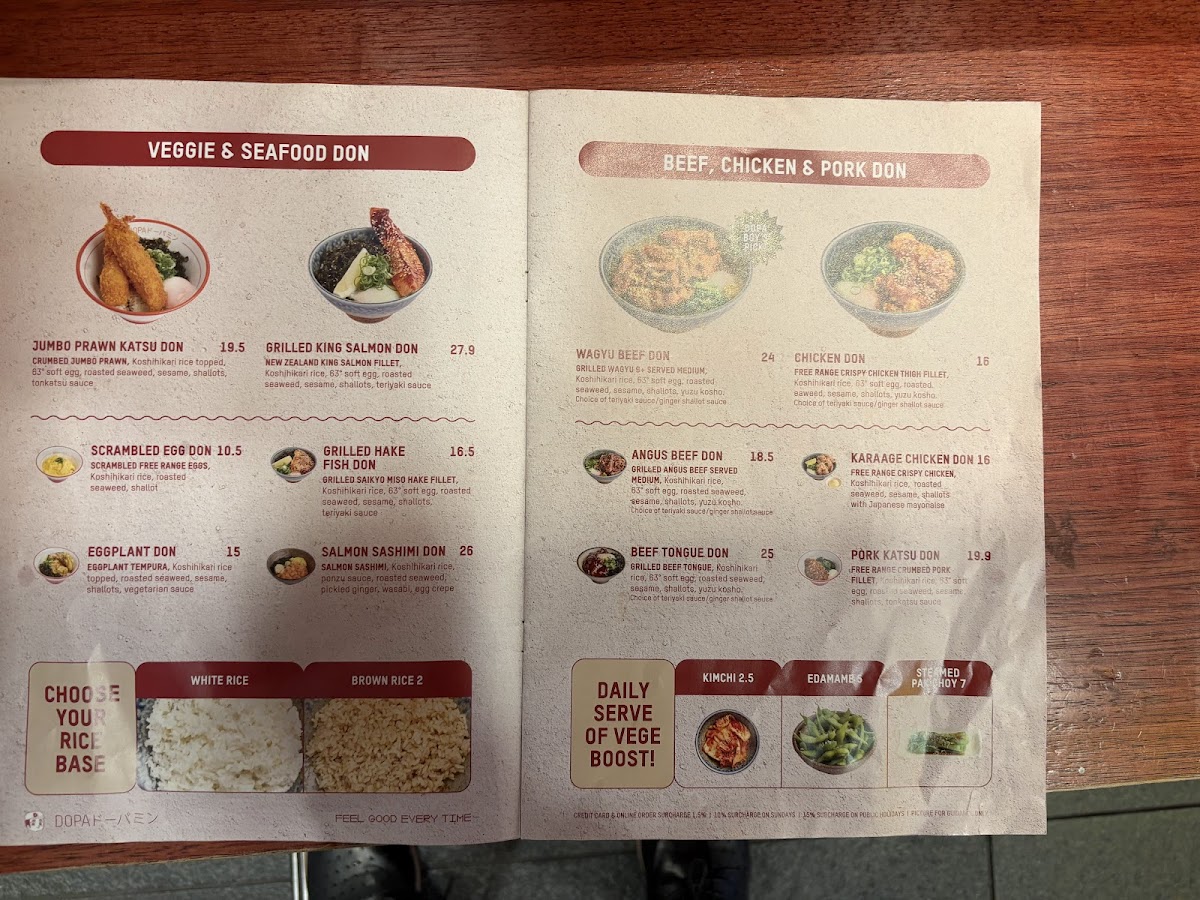 Dopa Donburi and Dessert - Regent Place Photo Menu 1