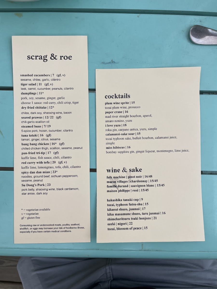 Scrag & Roe Photo Menu 2