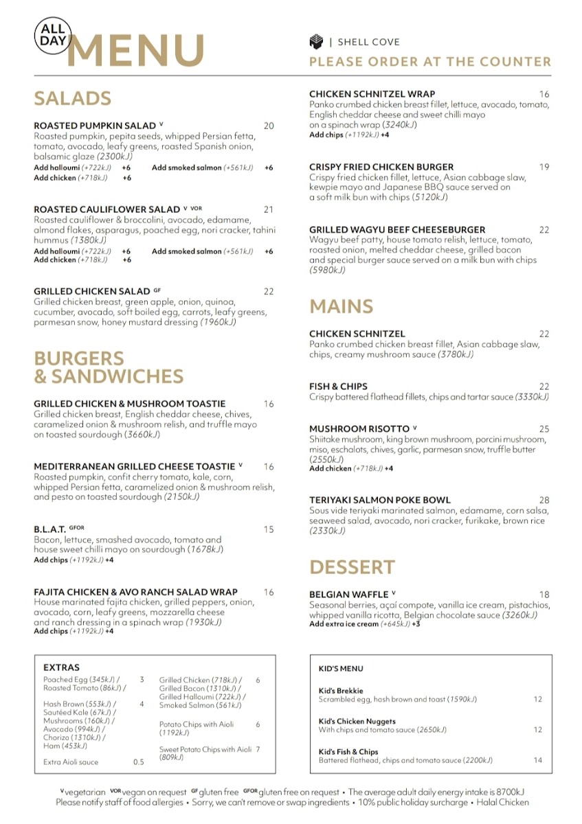 Leaf Cafe & Co Shell Cove Photo Menu 1