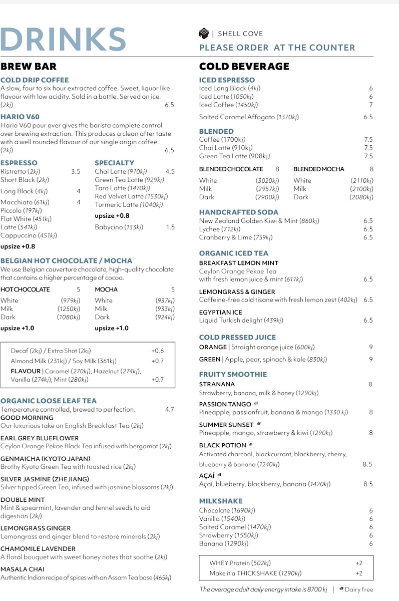 Leaf Cafe & Co Shell Cove Photo Menu 3