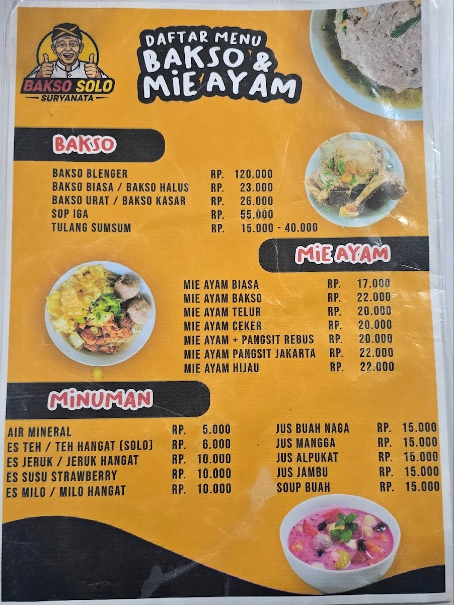 Warung Bakso Solo Suryanata Photo Menu 2