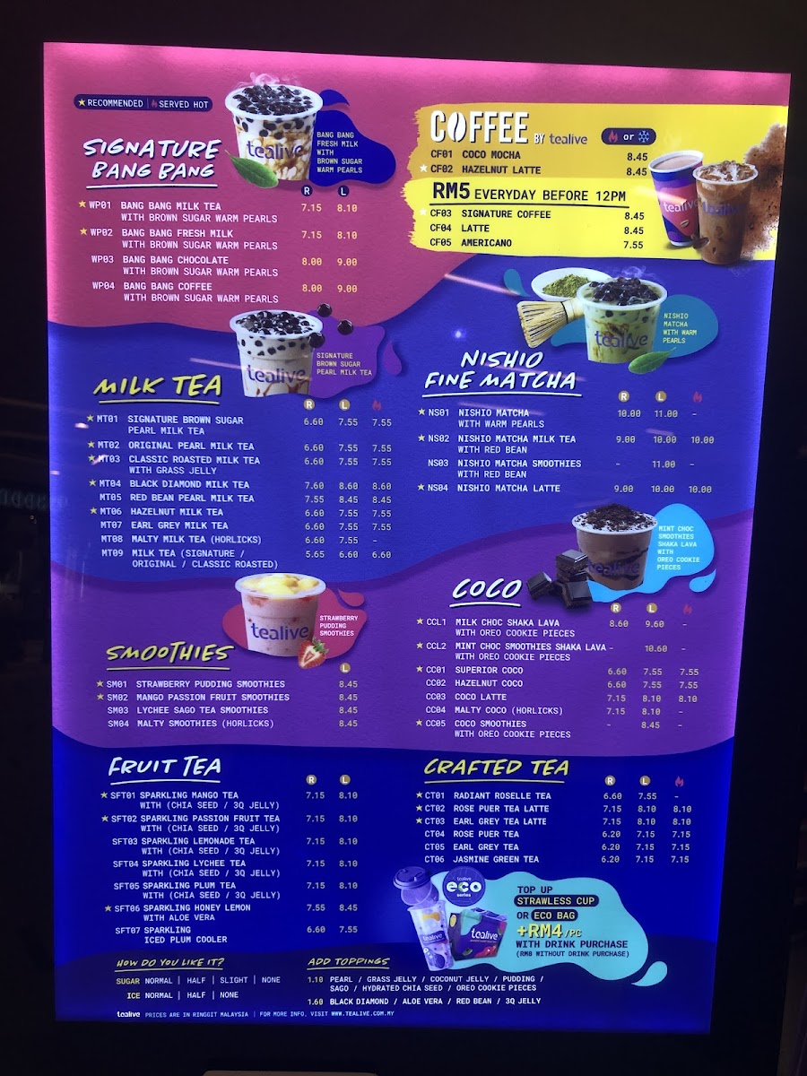 Tealive • 163 Retail Park Photo Menu 1