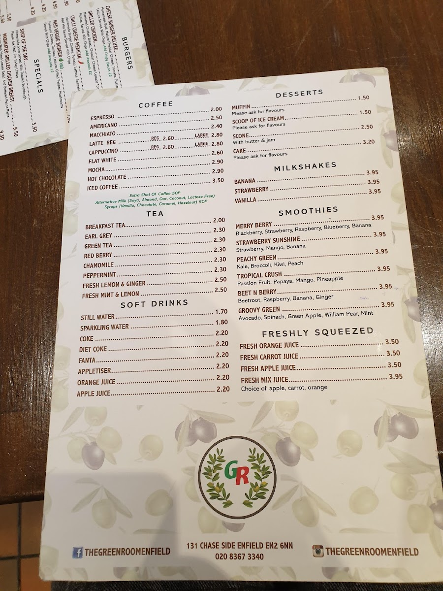 The Green Room, Cafe & Bistro Photo Menu 3