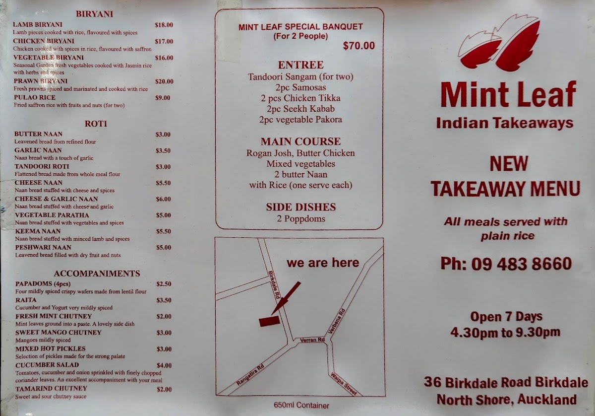 Mint Leaf Indian Takeaways Photo Menu 8
