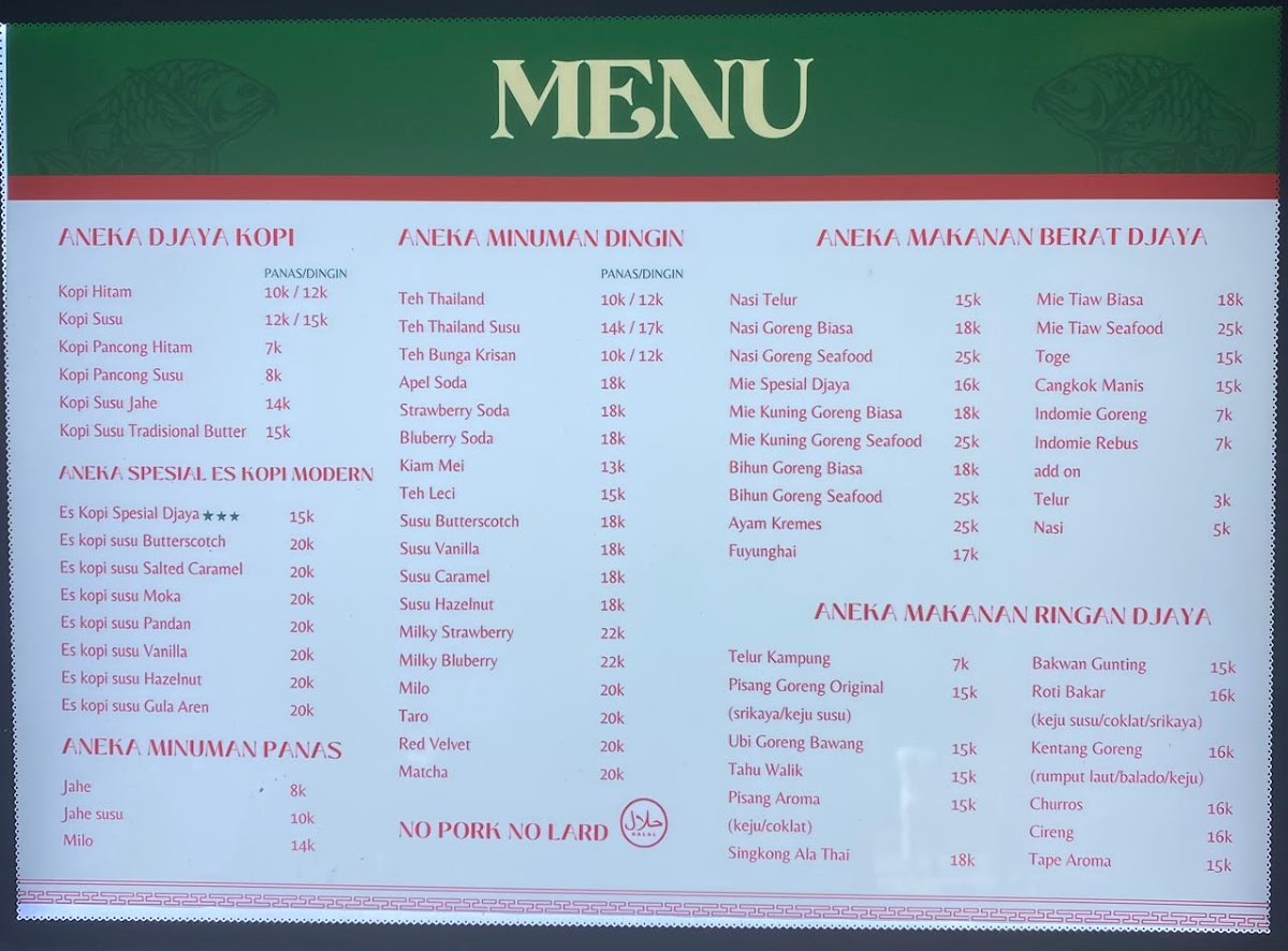 Djaya Kopitiam Nurali Photo Menu 1