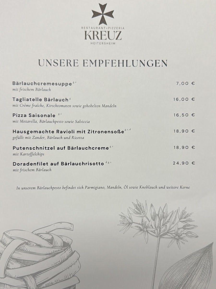 Restaurant-Pizzeria Kreuz Heitersheim Photo Menu 1