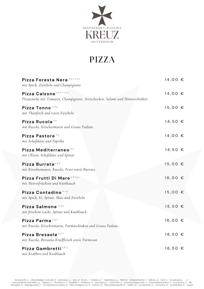 Restaurant-Pizzeria Kreuz Heitersheim Photo Menu 2