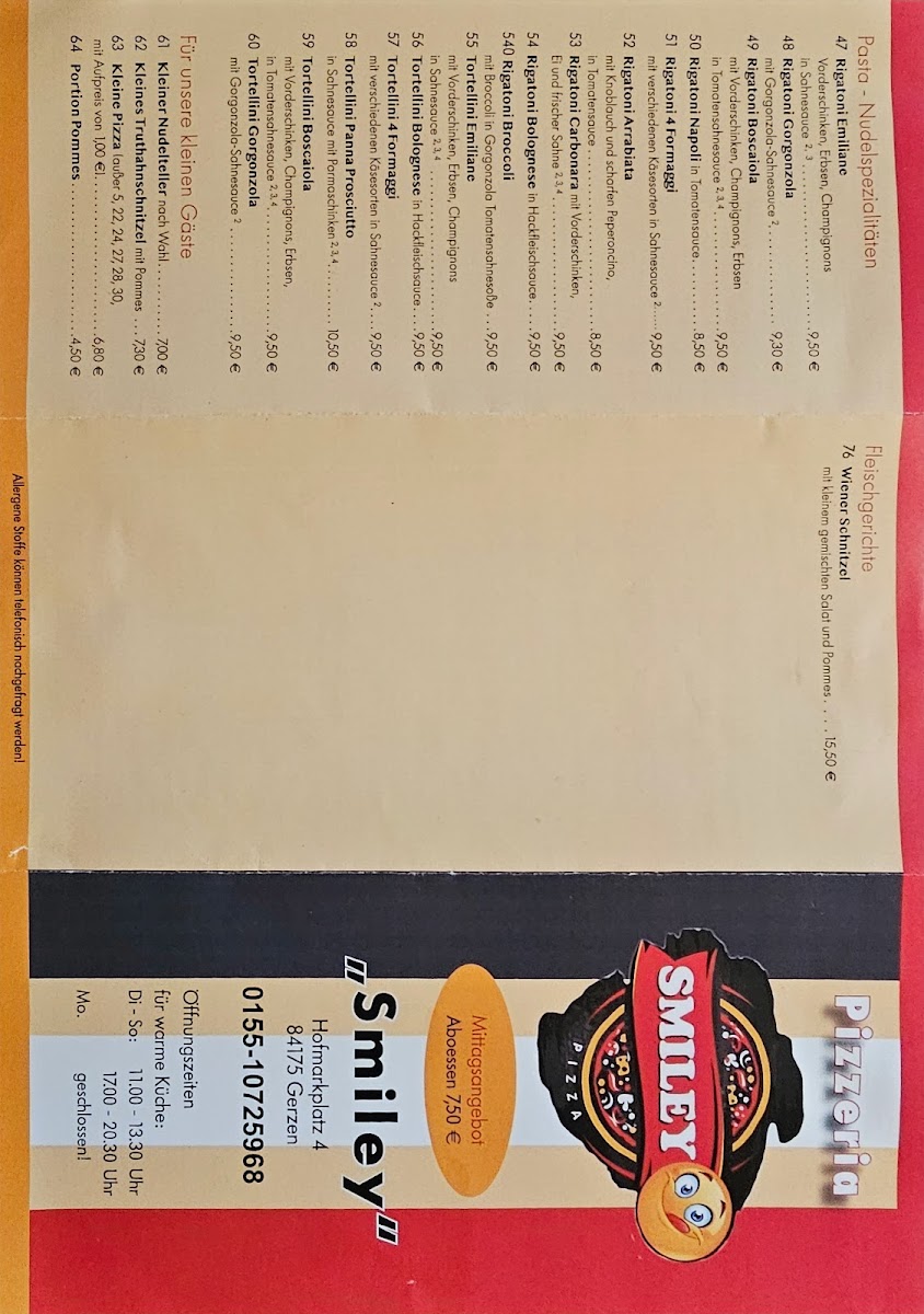Pizzeria Smiley Gerzen Photo Menu 2