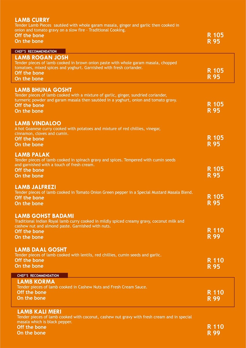 Satkar Indian Restaurant Photo Menu 3