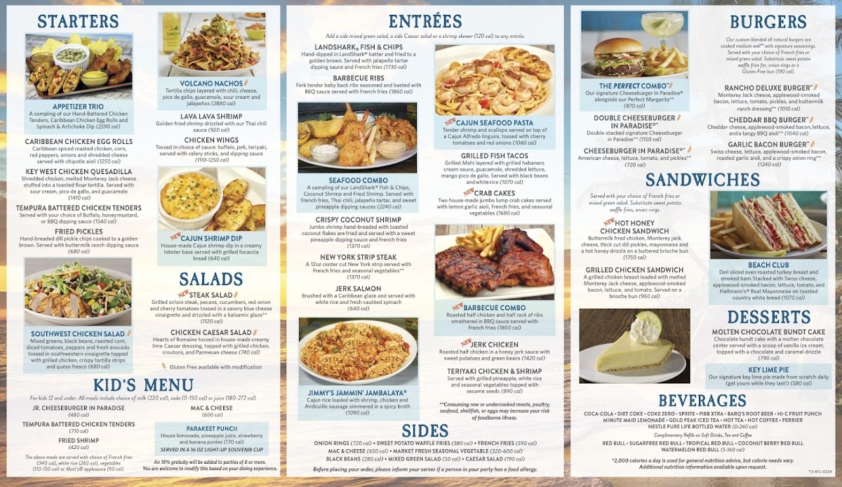 Margaritaville Restaurant - Atlanta Photo Menu 1