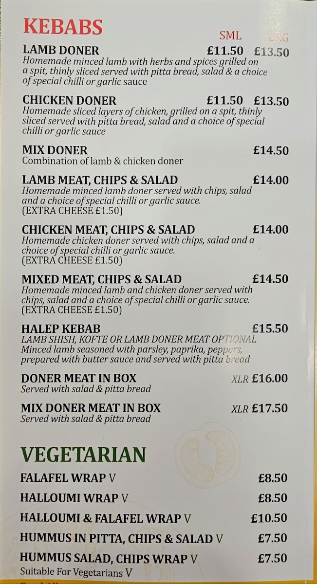 Ali Baba Kebab House London Photo Menu 1