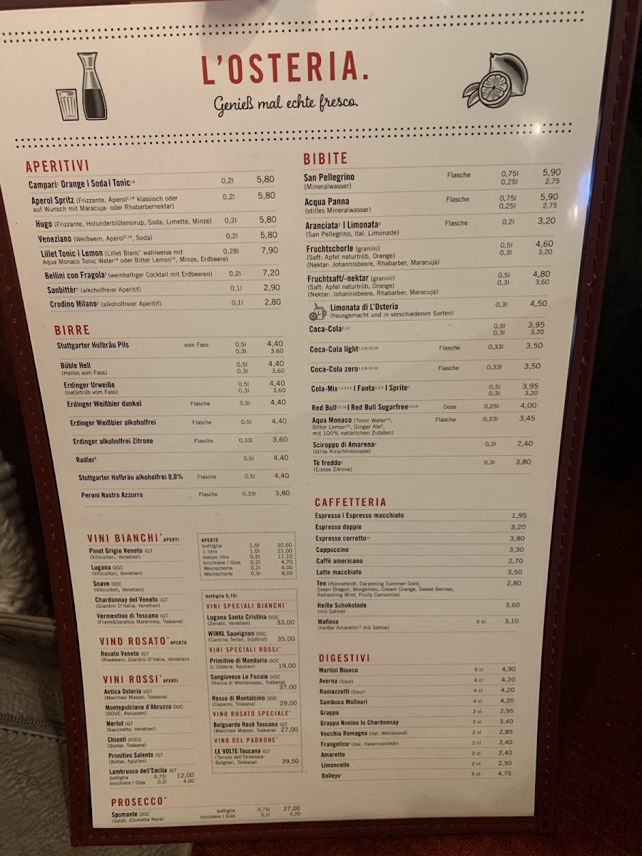 L'Osteria Stuttgart Kronprinzstraße Photo Menu 10