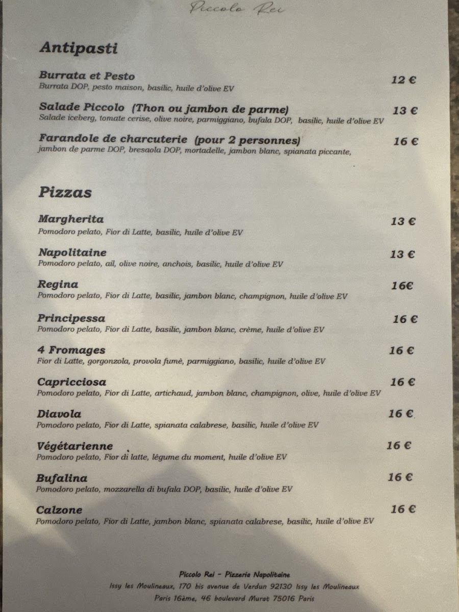 Piccolo Rei Photo Menu 1